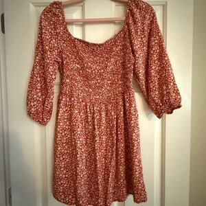 AUW Red and White Patterned Dress